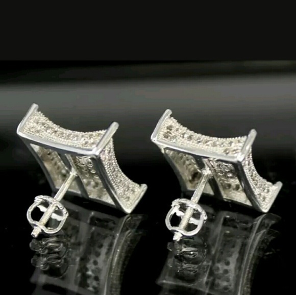 ICED OUT DIAMOND SIMULATED EARRING - Picture 3 of 5